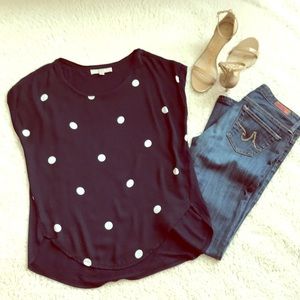 Loft navy pol a dot top